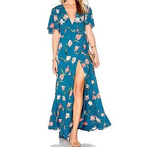 REVOLVE Privacy Please Dress Plaza Kimono Maxi Dress Teal Size Small
